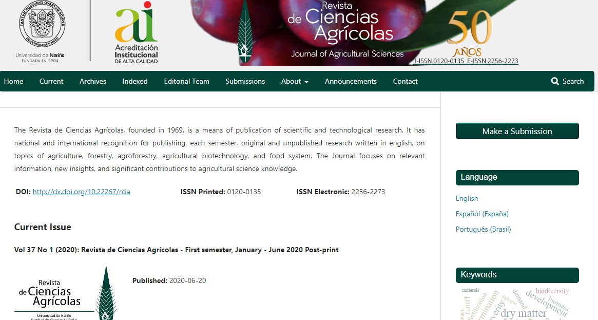 La Revista de Ciencias Agrícolas implementa indicadores de Almetrics